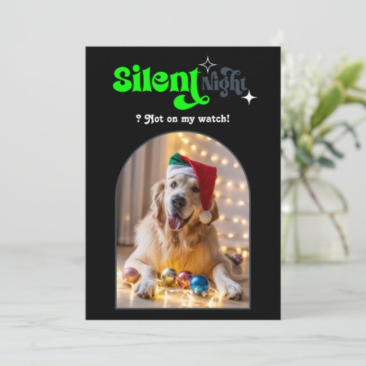 Bold Edge Grappig Retro Huisdier Hond Kerstfoto Feestdagenkaart (Staand voorkant)