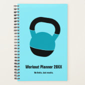 Bold Electric-Blue Black Kettlebell Motto Workout Planner (Voorkant)