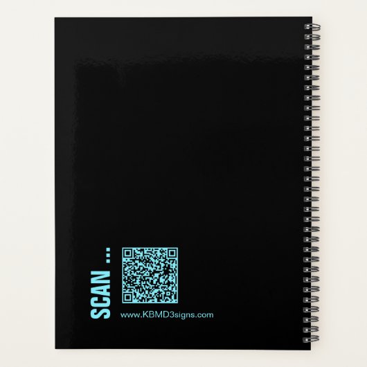 Bold Electric-Blue Black Logo Motto Workout Planner (Achterkant)