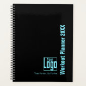 Bold Electric-Blue Black Logo Motto Workout Planner (Voorkant)