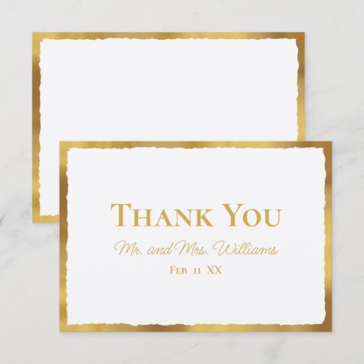 Bold Elegance Luxe Gold Edge Bruiloft Bedankkaart (Voorkant / Achterkant)