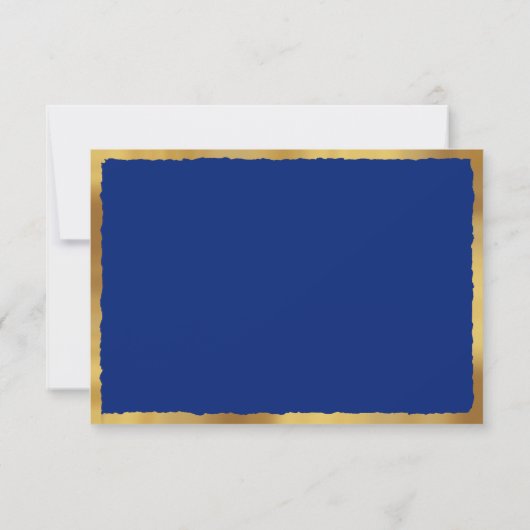 Bold Elegance Luxe Gold Edge Royal Blue Bruiloft Bedankkaart (Achterkant)