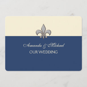 Bold Elegance Silver Fleur de Lis Save the Date