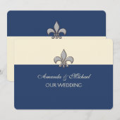 Bold Elegance Silver Fleur de Lis Save the Date (Voorkant / Achterkant)