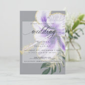 Bold Elegant Amethyst Paarse Floral Wedding Kaart (Staand voorkant)