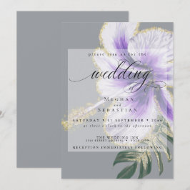 Bold Elegant Amethyst Paarse Floral Wedding Kaart