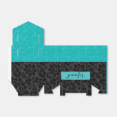 Bold Elegant Black & Turquoise Floral Dammaskers Bedankdoosjes (Uitgevouwen)