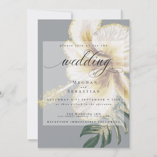 Bold Elegant Bleek Yellow Ivory Floral Wedding Kaart (Voorkant)