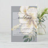 Bold Elegant Bleek Yellow Ivory Floral Wedding Kaart (Staand voorkant)