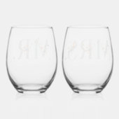 Bold Elegant Bloemen Bruiloft Mr. en Mrs. Wijnglas Zonder Voet (Achterkant)