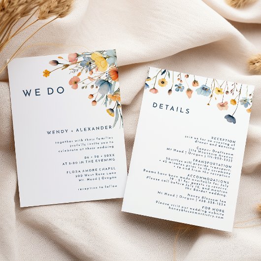 Bold Elegant Floral We Do Wedding Details en Kaart