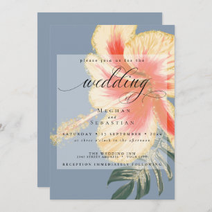 Bold Elegant Scarlet Oranje Yellow Floral Wedding Kaart