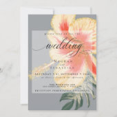 Bold Elegant Scarlet Oranje Yellow Floral Wedding Kaart (Voorkant)