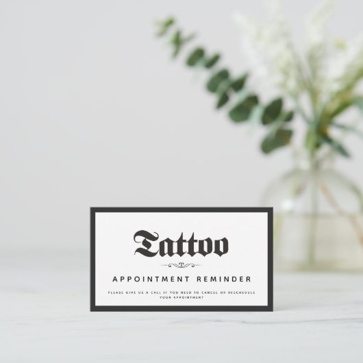 Bold & Elegant Tattoo Salon Appointinder Visitekaartje (Staand voorkant)