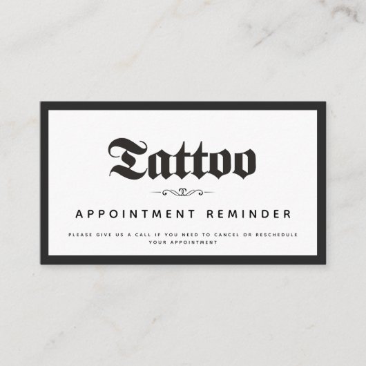 Bold & Elegant Tattoo Salon Appointinder Visitekaartje (Voorkant)