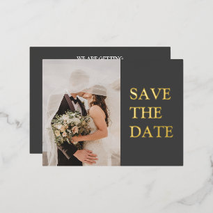 BOLD   Elegante & Moderne Gouden Foto Save The Dat Folie Uitnodiging Briefkaart