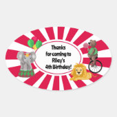 Bold Elephant Lion Beer Ballonnen Circus Bedankt Ovale Sticker (Voorkant)
