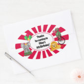 Bold Elephant Lion Beer Ballonnen Circus Bedankt Ovale Sticker (Envelop)