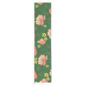Bold Emerald Green and Peach Modern Floral Pattern Korte Tafelloper (Voorkant)