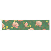 Bold Emerald Green and Peach Modern Floral Pattern Korte Tafelloper (Horizontaal)
