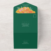 Bold Emerald Marigold Wedding All In One Uitnodiging (Buitenkant)