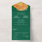 Bold Emerald Marigold Wedding All In One Uitnodiging (Binnen)