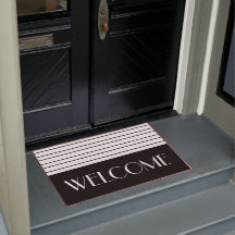 Bold en Classy Black en White Stripe Welcome