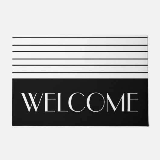 Bold en Classy Black en White Stripe Welcome Deurmat (Voorkant)