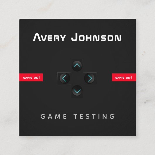 Bold en minimale zwarte witte zwarte gamer vierkante visitekaartje (Voorkant)