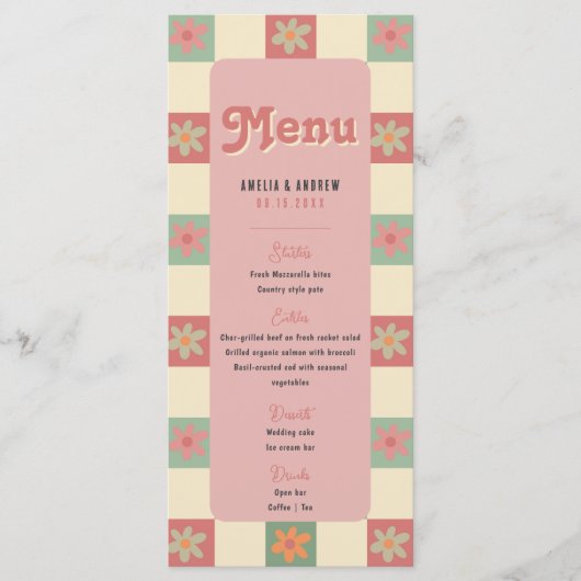 Bold en Retro Groovy bruiloft Menu (Voorkant)