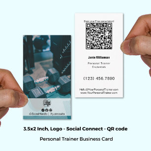 Bold Energetic Photo Logo Personal Trainer Visitekaartje
