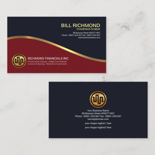 Bold Energetic Retro Gold Wave Investment Visitekaartje (Voorkant / Achterkant)