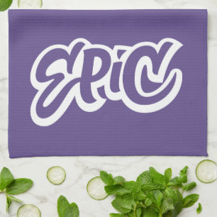Bold EPIC Lettering Violet Paarse kalligrafie Theedoek