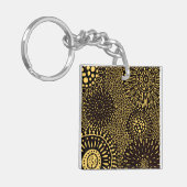 Bold Ethnic Floral Black Gold Acrylic Keychain (Voorkant Links)