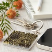 Bold Ethnic Floral Black Gold Acrylic Keychain (Voorkant Rechts)