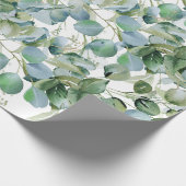 Bold Eucalyptus Wrapping Paper – Trendy Greenery  Cadeaupapier (Hoek)
