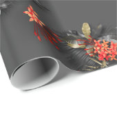 Bold Exotic Tropical Crimson Gold Black Foliage Cadeaupapier (Rol Hoek)