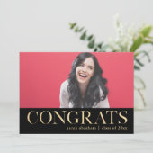 Bold feliciteert twee afstudeerfeest foto's kaart (Staand voorkant)
