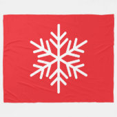Bold Festive White Alpine Snowflake On Bright Red Fleece Deken (Voorkant (Horizontaal))
