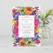 Bold Fiesta Colorful Flowers Summer Weddenschap Kaart (Staand voorkant)
