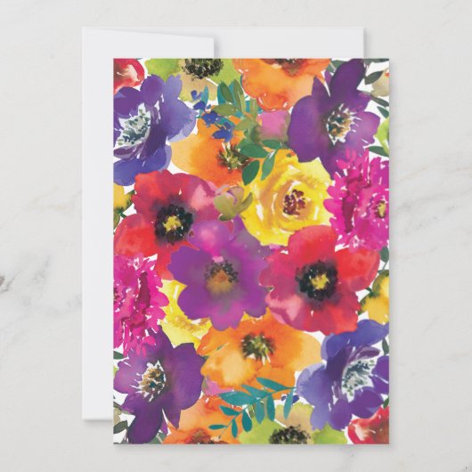 Bold Fiesta Colorful Flowers Summer Weddenschap Kaart (Achterkant)