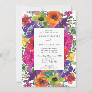 Bold Fiesta Colorful Flowers Summer Weddenschap Kaart