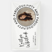 Bold Fifty and Fabulous Photo 50th Birthday Party Spandoek (Verticaal)