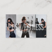 Bold Fitness Trainer Fotocollage Script Naam QR Visitekaartje (Voorkant)