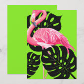 Bold Flamingo Invitation Kaart (Voorkant / Achterkant)