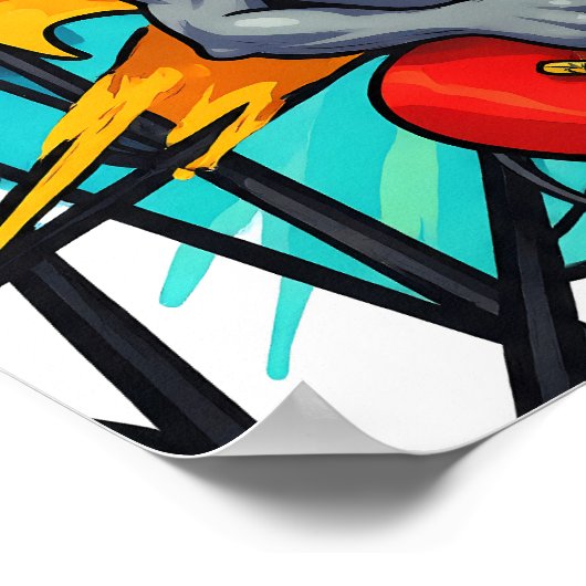 Bold Flat Color Graphic: Grumpy Gargoyle Poster (Hoek)