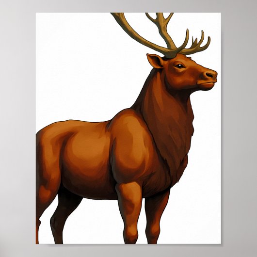 Bold Flat Color Graphic: Musclebound Reindeer  Poster (Voorkant)