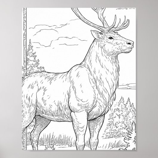 Bold Flat Color Graphic: Musclebound Reindeer  Poster (Voorkant)