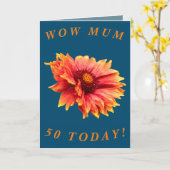 Bold Floral 50th Birthday Kaart voor moeder (Gele Bloem)