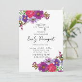 Bold floral afstuderen 3 foto's kaart (Staand voorkant)